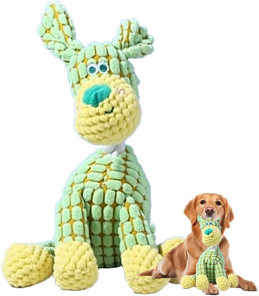 Durable Plush Dog Toy for Strong Chewers with Squeaker for Puppies and Adult Dogs Brown