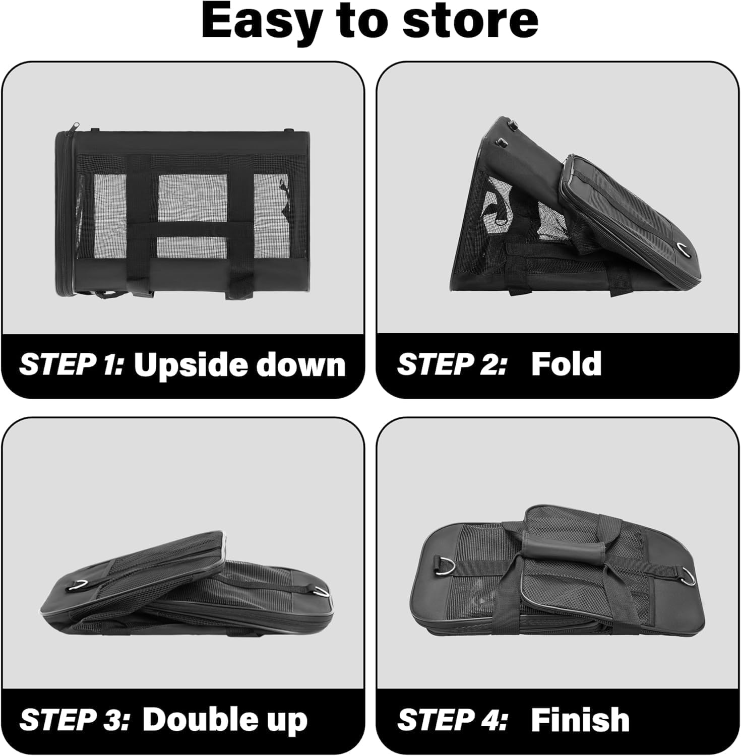 Soft-Sided Pet Travel Carrier for Cats & Small Dogs Collapsible & Durable · 17" x 12" x 12" · Up to 17 lbs · Black